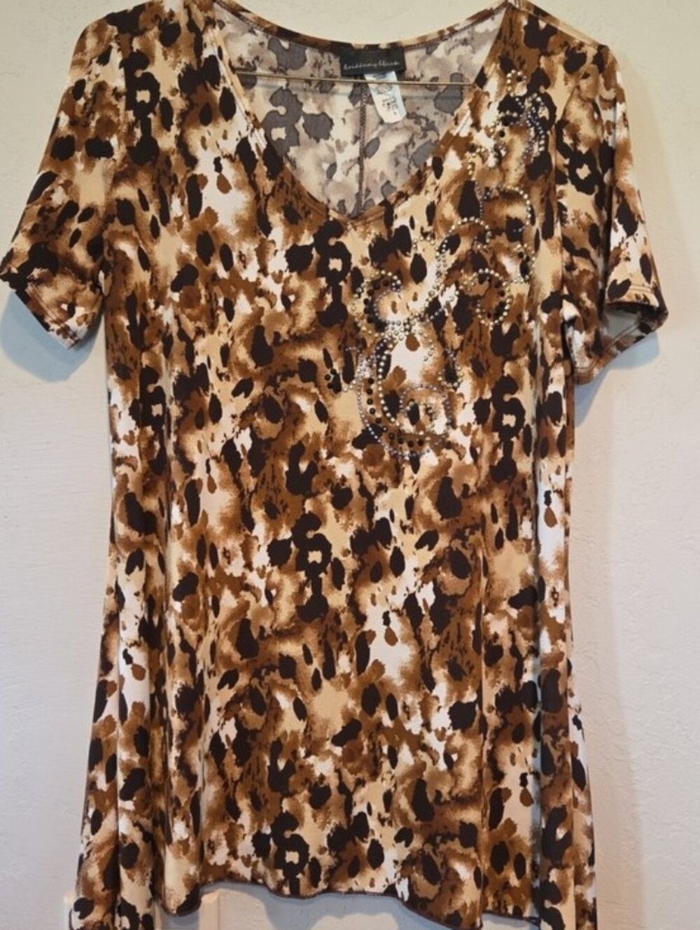Like New BRITTANY Black Animal Print Top Size S